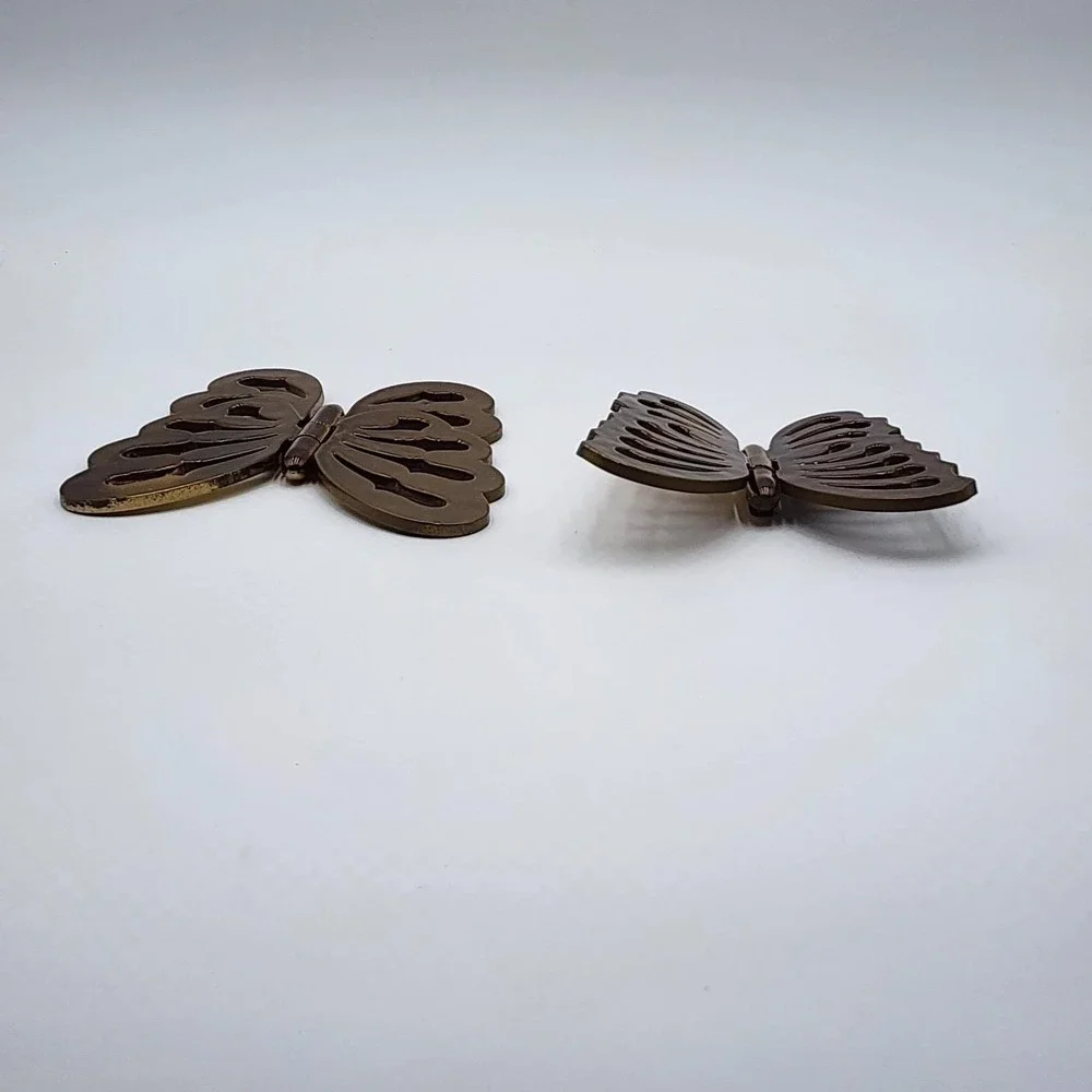 Vintage Gold Butterfly Wall Plaques Set of 2 Bendable Plastic Retro Decor 1980s